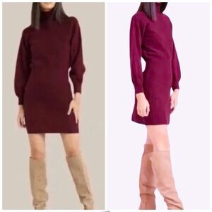 Modern Citizen Nisha Deep Burgundy Red Knit Turtleneck Dress
